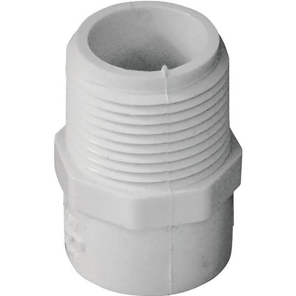 Lasco Reducing Pipe Adapter, 34 x 12 in, MPT x Slip, PVC, White, SCH 40 Schedule 436101BC